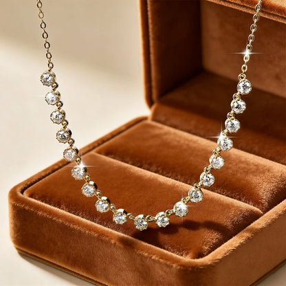 Anziw 14k Gold Filled 3mm D Moissanite Bubble-Style Pendant Necklace for Women