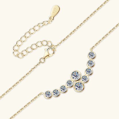 Anziw 4mm&3mm Bubble Moissanite Curved Pendant Necklace for Women 925 Silver Collar French Unique Jewelry 2025 Anniversary Gift
