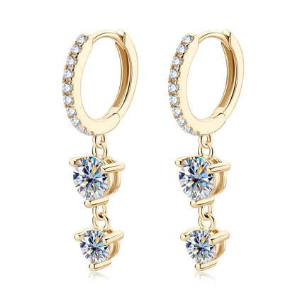 Anziw 4mm 5mm Round Moissanite Long Tassel Earrings 100% 925 Sterling Silver Women's Hoop Dangle Earrings Wedding Jewelry Gifts
