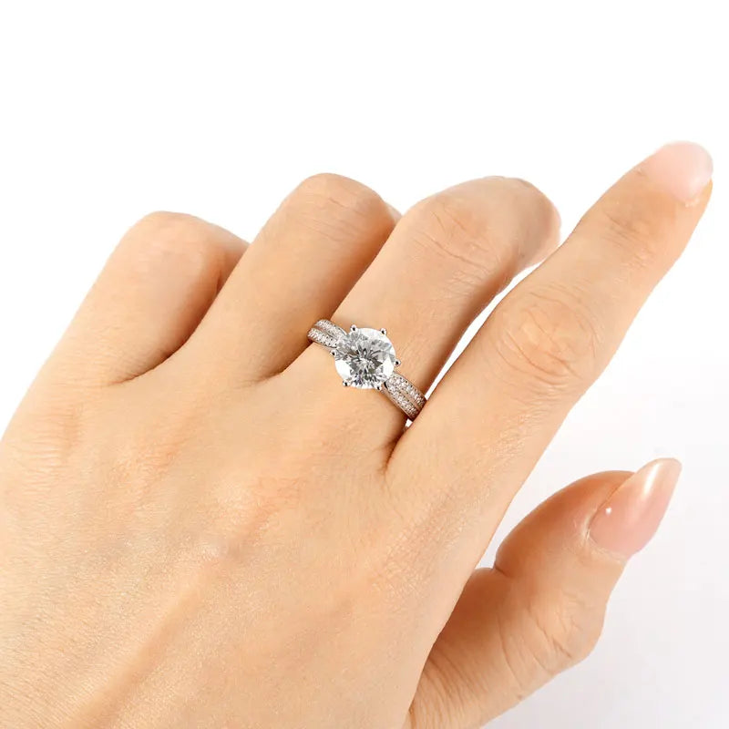 Anziw 1ct 2ct 3ct D Moissanite Ring for Women 925 Sliver 18k Gold Plated Classic Engagement Wedding Promise Rings Finger Jewelry