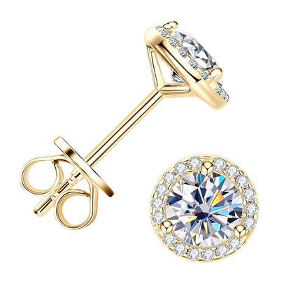 6.5mm 2CTW. D Moissanite Square Stud Earrings for Women Men S925 Silver Earrings Classic 1.0carat Certified Lab Diamond Jewelry
