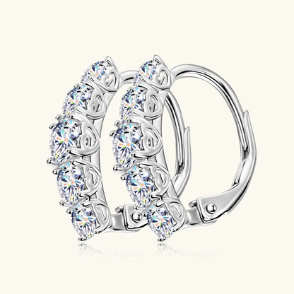 2025 New D VVS1 Moissanite 5 Stone Hoop Clip Earrings for Women Real 925 Silver Luxury Wedding Jewelry Lab Diamond 4mm&3.5mm&3mm