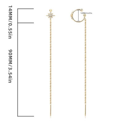 Anziw Moissanite Star Ear Line Cuff Crawler Climber Earrings for Women 925 Silver Long Chain Threader Earring GRA Jewelry Gifts