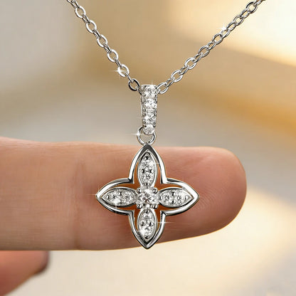 Anziw 14k Gold Filled Adjustable Necklace Moissanite Flower Pendant Gold Bonded Necklaces Collar for Women GRA Certified Jewelry