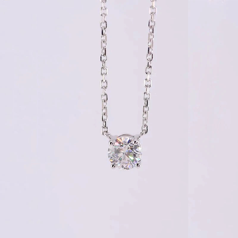 Anziw 2.0CT Oval Cut D Moissanite Solitaire Pendant Necklace for Women 925 Silver Adjustable Chain Certified Fine Jewelry Gifts