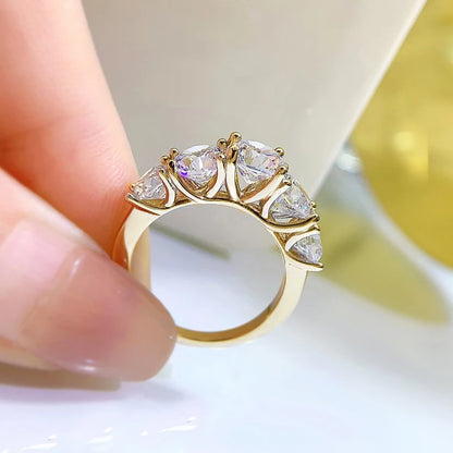 Anziw 5 Stone Rings 3.6cctw D Color Moissanite Engagement Wedding Bands Sliver 925 for Women Sparkling Diamonds Jewelry With