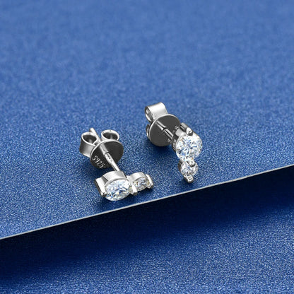 Anziw Cute Mini Moissanite Stud Earrings 100% Silver 925 Sterling Earrings Piercing Ear for Women Fine Jewelry with Certificate