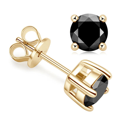Anziw Sparkle Real Moissanite Black Stud Earrings Diamond 925 Silver Gold Ear Piercing Jewelry for Women Men Gifts 3mm/4mm/5mm