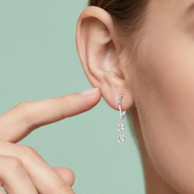 Anziw 42mm Long Dangle D Moissanite Drop Earrings for Women 925 Sterling Silver Hoop Clip Earrings Wedding Fine Jewelry Gift