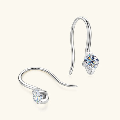 Anziw 2024 4mm Round Moissanite Drop Hook Earrings 100% 925 Silver for Women Original Fine Jewelry Lab Diamond with Certificate