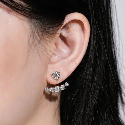 Anziw Trendy Dual Use Earrings Jackets 925 Sterling Silver D Color Moissanite Ear Jacket Studs for Women Jewelry Valentine Gifts