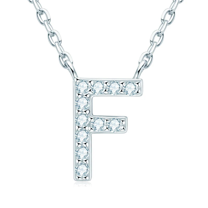 Anziw Initial Moissanite 26 Letter Pendant Necklace for Women Men Real Silver 925 Name Pendant Fine Jewelry Valentine's Day Gift