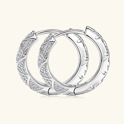 Anziw 2025 New Pave D Moissanite Hoop Huggies Earrings 925 Silver for Women S925 Trendy Fine Jewelry Certified lab Diamond Gift