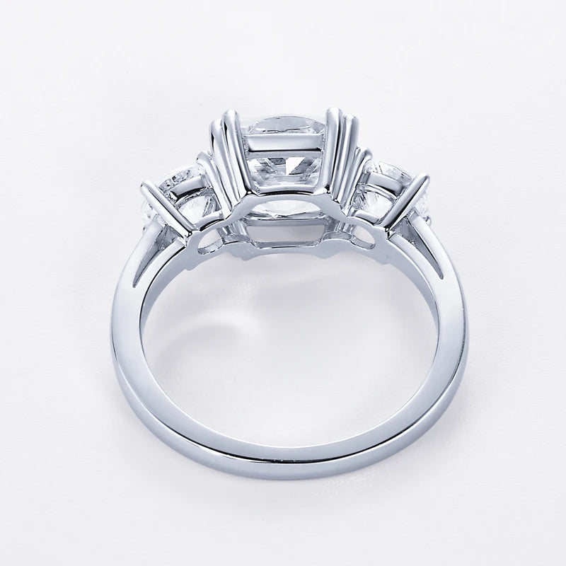 Anziw 3.5CT Three Stone Engagement Ring Band 925 Silver Sterling Cushion Cut Moissanite Wedding Ring Certified Jewelry For Women