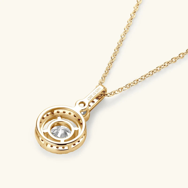 Anziw 925 Sterling Silver Pendant Necklace Moissanite 6.5mm 1.33CTW. Round Cut Birthday Party Valentine Day Gift Women Jewelry