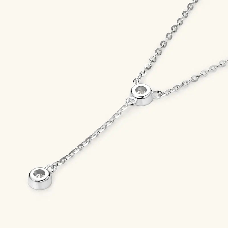 Anziw 3mm D Color Moissanite Y Shape Long Pendant Necklace for Women Adjustable Chain 100% 925 Silver Jewelry Trendy 2025 Gifts