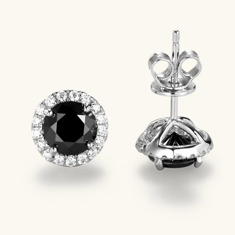 Anziw Vintage 0.8CT Black Moissanite Stud Earrings Silver 925 Jewelry for Women Men Halo Piercing Ear Earring Trending Products