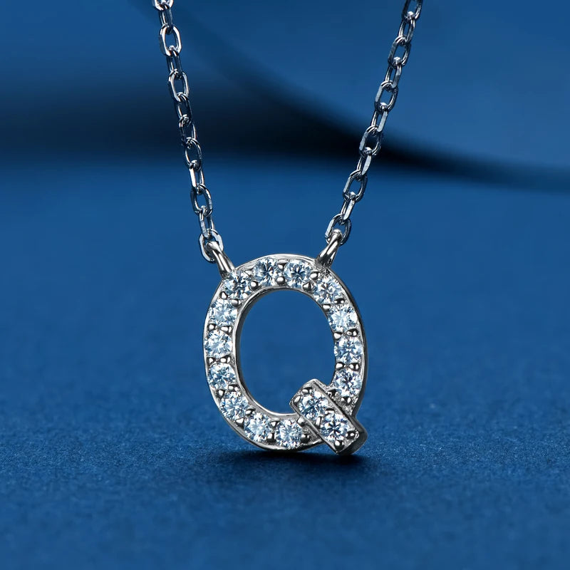 Anziw Initial Moissanite 26 Letter Pendant Necklace for Women Men Real Silver 925 Name Pendant Fine Jewelry Valentine's Day Gift