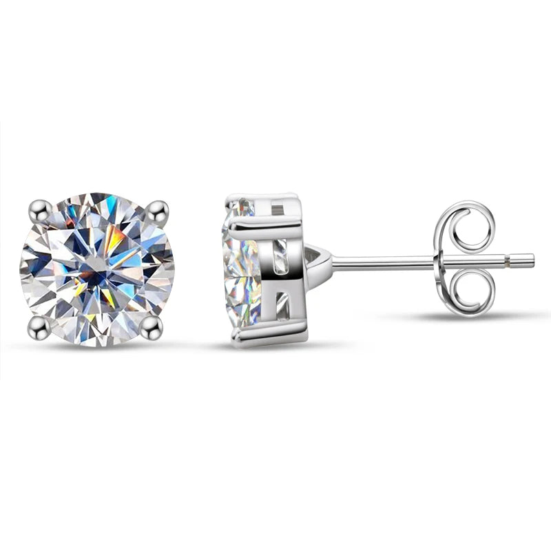 Anziw 2023 Trendy Stud Earrings for Women 100% 3-11mm 0.1-5.0ct D Color Moissanite 925 Sterling Silver Sparkling Wedding Jewelry