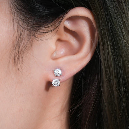 New Stud Earrings 5mm D Color Moissanite Drop for Women Real 925 Silver Piercing Jewelry Certificate Front and Back Dual Purpose