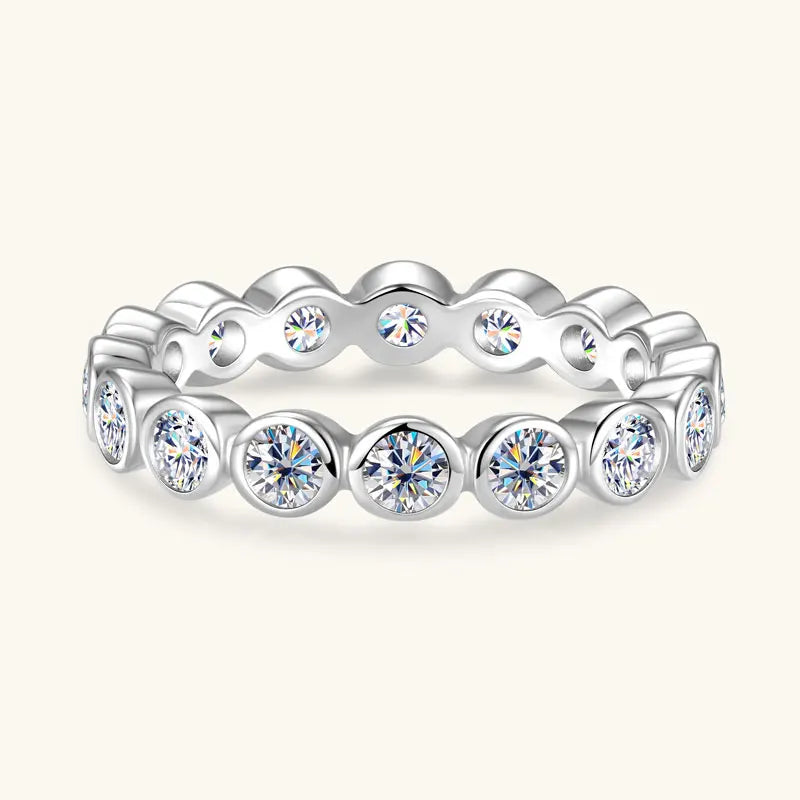 Anziw 3mm Moissanite Full Eternity Band Ring for Women 100% 925 Sliver Fashion Finger Rings Round Lab Diamond Jewelry 2025 New