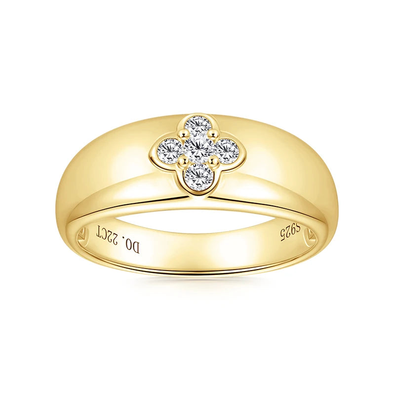 2025 Trendy Clover Flower Chunky Ring 925 Sterling Sliver D Moissanite Rings Finger Bands for Women S925 Charm Wedding Jewelry