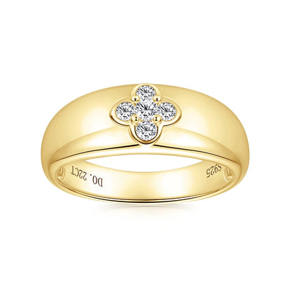 2025 Trendy Clover Flower Chunky Ring 925 Sterling Sliver D Moissanite Rings Finger Bands for Women S925 Charm Wedding Jewelry