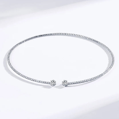Anziw D1.60CT Heart Cut Moissanite Collar Open Tennis Necklace 925 Sterling Silver Choker for Women Fine Jewelry & Certificate