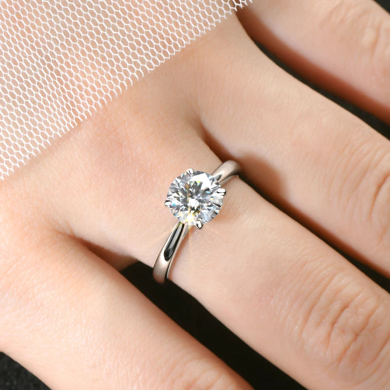 ANZIW 8mm 2.0ct Moissanite Wedding Ring Set Solitaire Diamond Engagement Ring Band for Women Full Eternity Band Girls 925 Silver