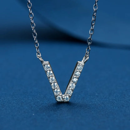Anziw Initial Moissanite 26 Letter Pendant Necklace for Women Men Real Silver 925 Name Pendant Fine Jewelry Valentine's Day Gift