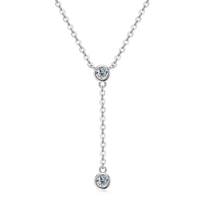 Anziw 3mm D Color Moissanite Y Shape Long Pendant Necklace for Women Adjustable Chain 100% 925 Silver Jewelry Trendy 2025 Gifts