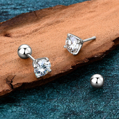 Anziw 2.0ctw D Color Moissanite Earrings Studs Original 925 Silver Earrings Ball Screw Back Jewelry for Women Men 6.5mm 1 Carat