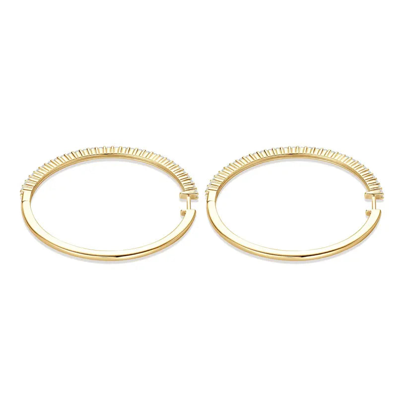 Anziw 2mm Moissanite Hoop Earrings for Women 925 Silver 40mm Large Big Hoops Piercing Earrings Fashion Fine Jewelry Party Gifts