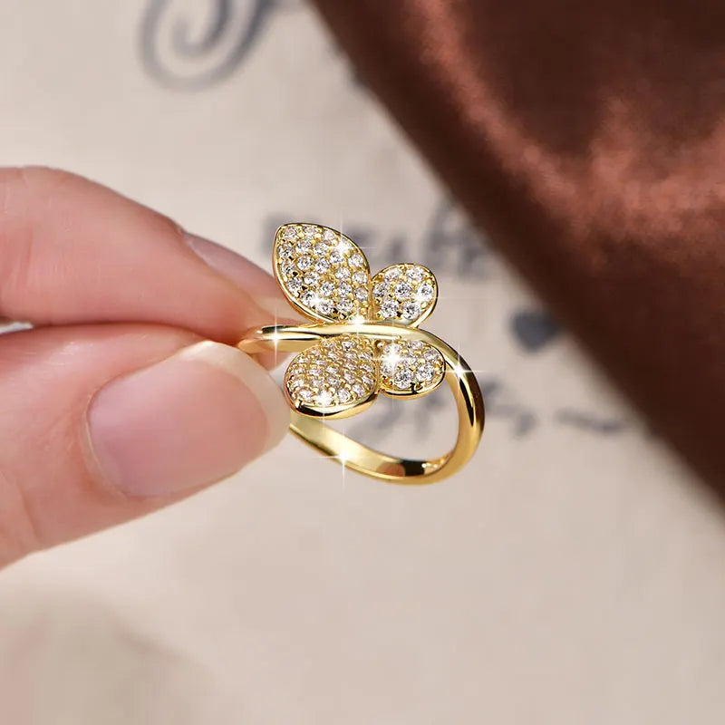 Anziw 2026 New Tendy Cubic Zirconia For Women Butterfly Engagement Ring 14K Gold Filled Ring Birthday Valentine Jewelry Gifts