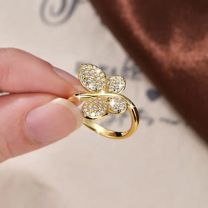 Anziw 2026 New Tendy Cubic Zirconia For Women Butterfly Engagement Ring 14K Gold Filled Ring Birthday Valentine Jewelry Gifts