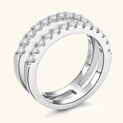 Anziw Luxury Full Moissanite Bands Double Row Wedding Rings Real 925 Sterling Silver Ring Enhancer For Women Jewelry Certificate