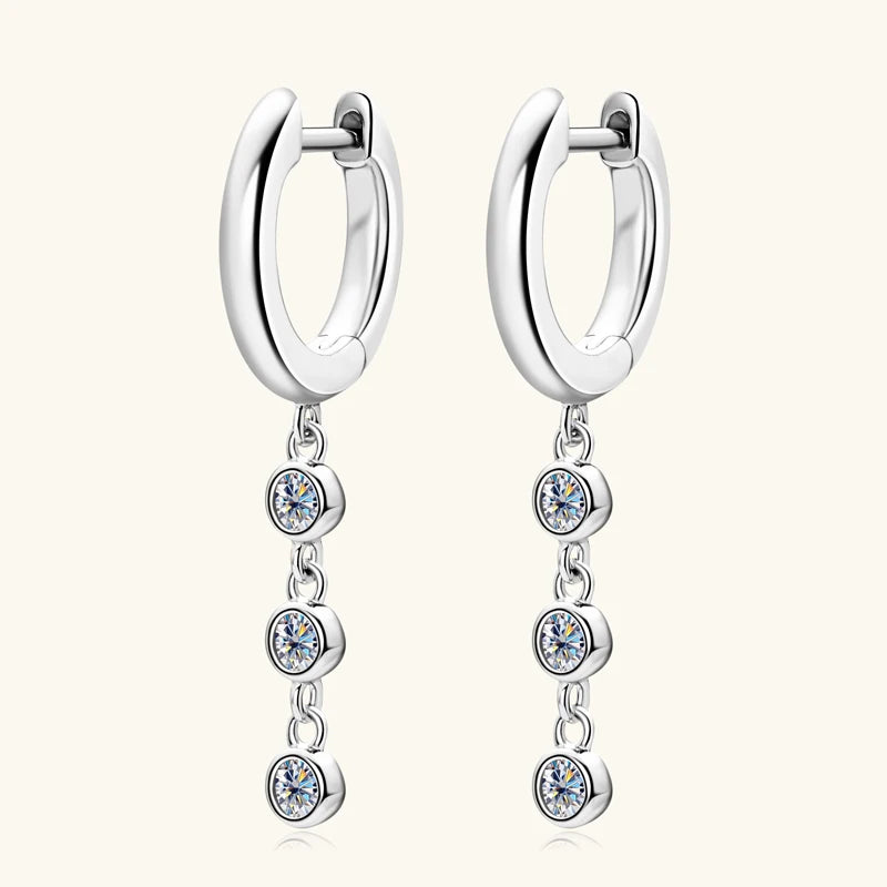 2023 Hoops Earring Moissanite Drop Long Hanging Earrings 925 Sterling Silver for Women Jewelry Created Diamond 2.5mm(0.06ct)