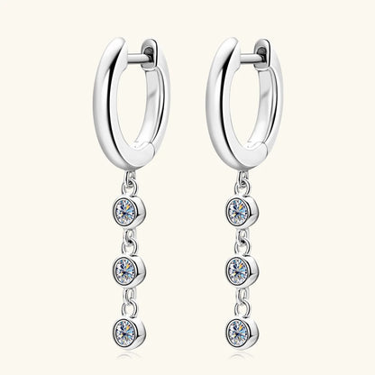 2023 Hoops Earring Moissanite Drop Long Hanging Earrings 925 Sterling Silver for Women Jewelry Created Diamond 2.5mm(0.06ct)
