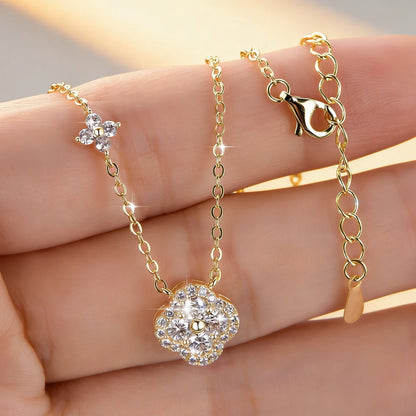 Anziw 14k Gold Filled Moissanite Earrings 2.5mm D Moissanit Clover Flower Stud Earrings for Women GRA Certified Jewelry Charms