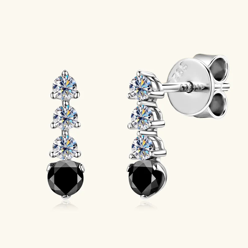 Anziw 0.38CTTW. Black &White Moissanite Drop Stud Earrings for Women Real 925 Silver Anti-allergy Fine Jewelry Gifts 2025 New