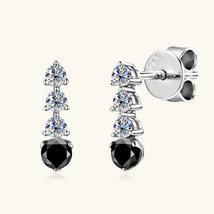 Anziw 0.38CTTW. Black &White Moissanite Drop Stud Earrings for Women Real 925 Silver Anti-allergy Fine Jewelry Gifts 2025 New