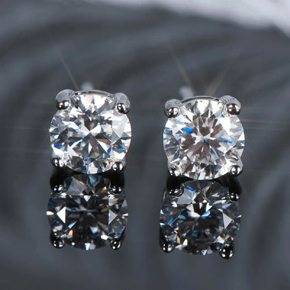 Anziw Sparkle Real Moissanite Black Stud Earrings Diamond 925 Silver Gold Ear Piercing Jewelry for Women Men Gifts 3mm/4mm/5mm