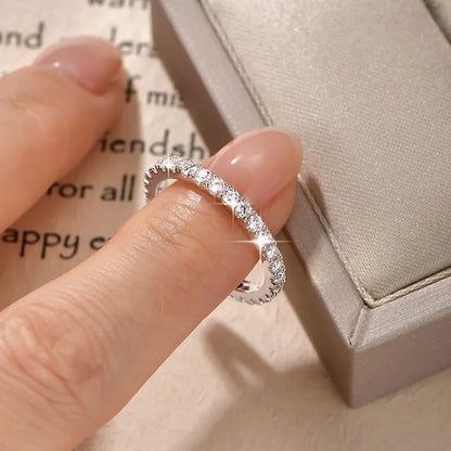 Anziw 2mm D Color Full Moissanite Ring for Women Sparkling Wedding Eternity Band 14k Gold Filled Wedding Engagement Ring Jewelry
