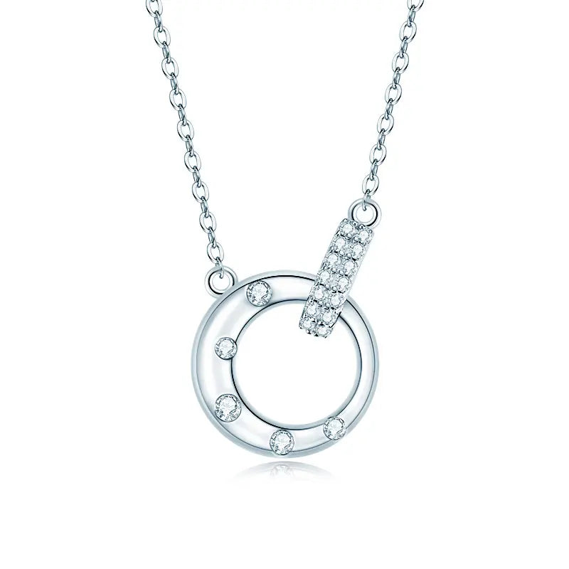 Anziw Mobius Moissanite Double-Ring Pendant Necklaces For Women Silver 925 Adjustable Chain Circle Necklace 2025 New Jewel Gift