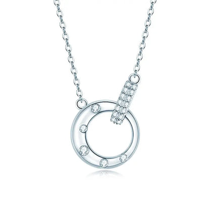 Anziw Mobius Moissanite Double-Ring Pendant Necklaces For Women Silver 925 Adjustable Chain Circle Necklace 2025 New Jewel Gift