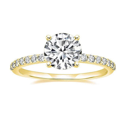 Anziw 14k Gold Filled Engagement Wedding Ring 2 Carat 8mm Round Moissanite Solitaire Promise Band for Women with GRA Certificate