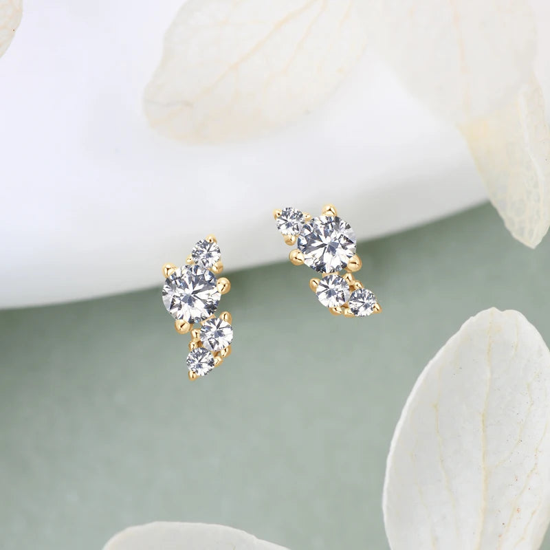 Anziw Cute Mini Moissanite Stud Earrings 100% Silver 925 Sterling Earrings Piercing Ear for Women Fine Jewelry with Certificate