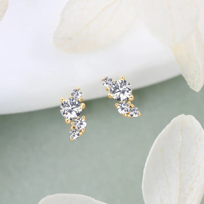 Anziw Cute Mini Moissanite Stud Earrings 100% Silver 925 Sterling Earrings Piercing Ear for Women Fine Jewelry with Certificate