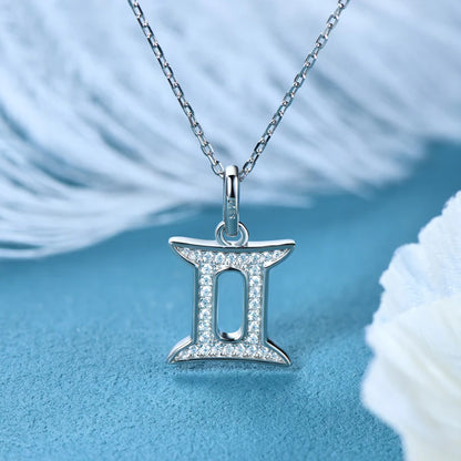 925 Sterling Silver Zodiac Sign 12 Constellation Pendant Micro-Set 1mm Moissanite Necklace Charm For Women Jewelry Birthday Gift