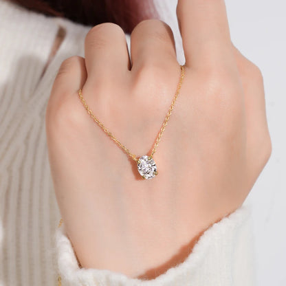 4.0cttw Oval Cut D Moissanite Jewelry Set Real 925 Silver Pendant Necklace and Luxury Hoop Earrings Sets for Women Trendy Gift